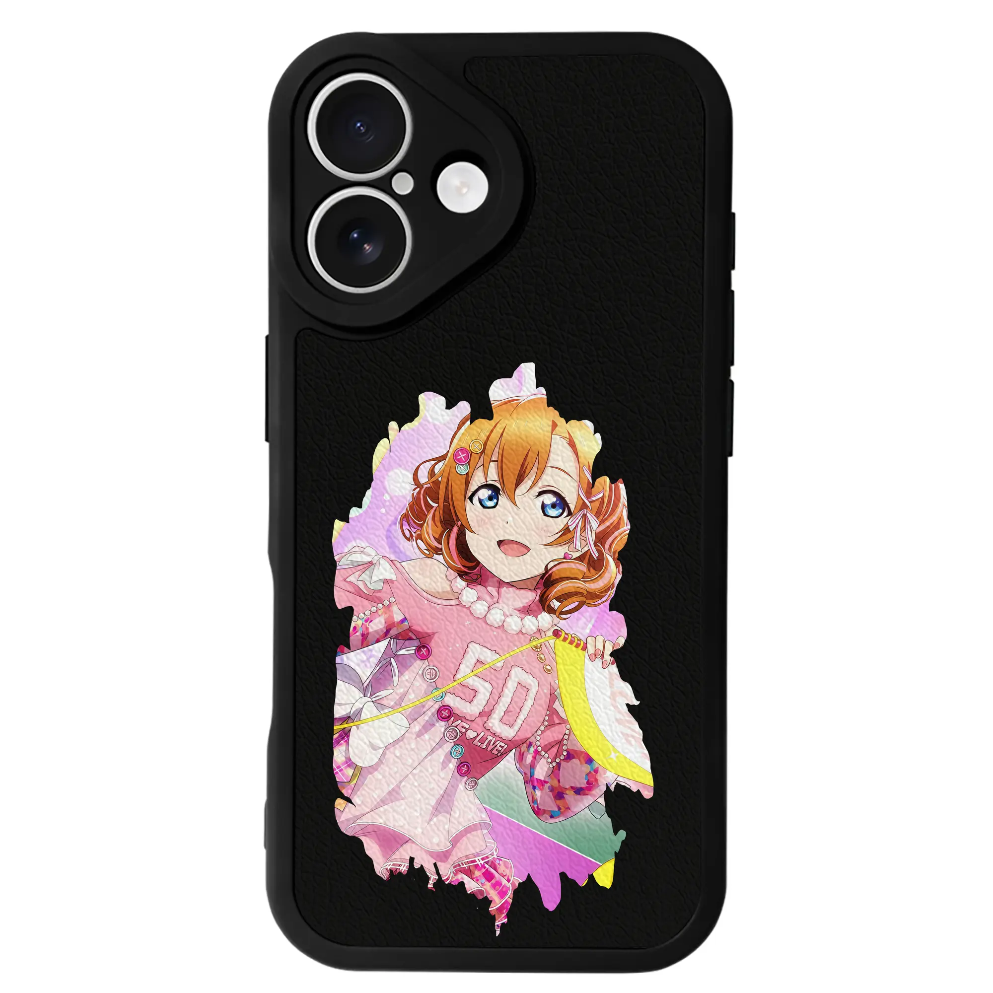 Love Live! グッズ,高坂穂乃果 - IPhone 16シリーズ対応 ・ シリコンスマホケース ・ レザー調 ・ 高精度フィット ・ 耐衝撃 ・ ワイヤレス充電対応 ・ 精密カット